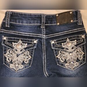 Wired Heart Girls Jeans Size 10 Stretch Embelished Bling Embroidered Stars
